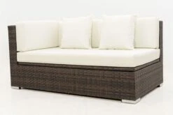 OUTFLEXX 2-Sitzer Ecksofa, Braun Marmoriert, Polyrattan, 145 X 85 X 70 Cm, Wasserfeste Kissenbox, Armlehne Re. -Gartenblick Geschaft 10 15734 4 BOX.jpg