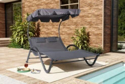 OUTFLEXX Doppelliege, Anthrazit, Polyester/Stahl Pulverbeschichtet, 205x138x34cm, Inkl. Nackenkissen, Rollbar -Gartenblick Geschaft 16102 01.jpg