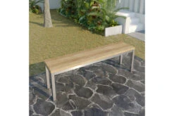 OUTFLEXX Gartenbank, Edelstahl/recyceltes FSC®-Teak, 180x40x45cm, Rustikal Gebürstet