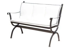 MBM Sitz- Und Rückenkissen In Natur/Beige Mit Schwarzem Keder Für 2-Sitzer Bank Romeo