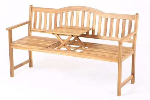 VILLANA Gartenbank, Teakoptik, Akazienholz, 152 X 59 X 86 Cm, 2-3 Personen, Klapptisch-Funktion 3 VILLANA Gartenbank, Teakoptik, Akazienholz, 152 X 59 X 86 Cm, 2-3 Personen, Klapptisch-Funktion