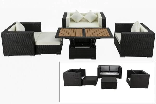 OUTFLEXX Lounge-Set, 5 Personen, Braun, Polyrattan, Inkl. Loungetisch, Wasserfeste Kissenbox 3 OUTFLEXX Lounge-Set, 5 Personen, Braun, Polyrattan, Inkl. Loungetisch, Wasserfeste Kissenbox