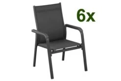 Kettler BasicPlus 6er-Set Stapelsessel, Anthrazit/anthrazit, 0301205-7000