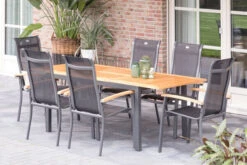 HARTMAN Gartenmöbel-Set, Xerix-anthrazit, Alu/Teakholz, 4x4 Textilen, 210/150x90 Cm, 6 Personen