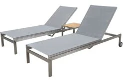OUTFLEXX 2er-Set Rollliege, Silber, Edelstahl/Teak, 212x71x36 Cm, Mit Beistelltisch 45x45cm -Gartenblick Geschaft 1 14170.jpg