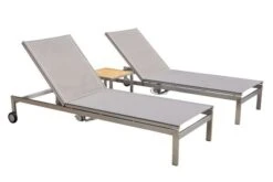 OUTFLEXX 2er-Set Rollliege, Taupe, Edelstahl/Teak, 212x71x36cm, Mit Beistelltisch 45x45cm -Gartenblick Geschaft 1 14171.jpg