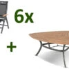 HARTMAN Alice Esstischgruppe, Xerix/natur, Alu/FSC-Teak, 4x4 Textilen, 6 Multipositionssessel, 170x170cm
