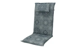 DOPPLER Lyra Stuhlauflage Hochlehner, Grau Gemustert, Polyester, 120 X 48 X 7 Cm, Mit Kopfkissen Und Reißverschluss