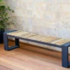 OUTFLEXX Kona Bank, Dark Grey/natur, Alu/recycled FSC®-Teak, 200x40x45cm, Rustikal Gebürstet, U-Gestell
