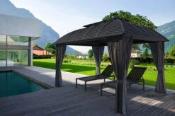 OUTFLEXX Hardtop Pavillon, Braun, Alu, 300x365cm, Inkl. Seitenteile Und Insektennetz