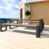 OUTFLEXX Kona Esstischgarnitur, Dark Grey/natur, Alu/recycled FSC-Teak, Esstisch 240x100cm, 2x Bank 240x40cm, U-Gestell -Gartenblick Geschaft 1 20607.jpg