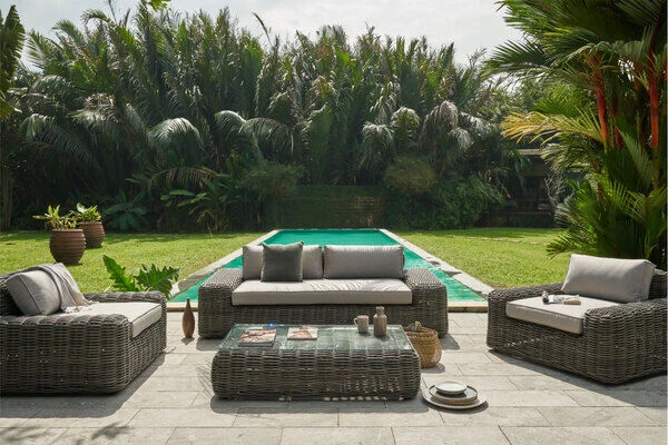 OUTFLEXX Loungemöbel, Two Tone Grey, Polyrattan, 4 Personen, Inkl. Tisch 70 X 130 Cm Und Polster In Grau 3 OUTFLEXX Loungemöbel, Two Tone Grey, Polyrattan, 4 Personen, Inkl. Tisch 70 X 130 Cm Und Polster In Grau