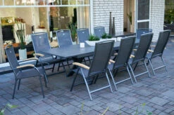 HARTMAN Sondermodell Xanadu / Raffaelo Sitzgruppe, Xerix/anthrazit, Alu/Glaskeramik, 2 Stapelsessel, 8 Multipos, 220/280x100cm