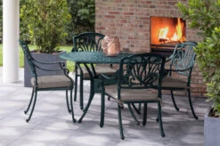 HARTMAN Amalfi Sitzgruppe, Dunkelgrün, Alu-Guss, 4 Diningsessel, Inkl. Polster, Ø120cm