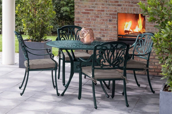 HARTMAN Amalfi Sitzgruppe, Dunkelgrün, Alu-Guss, 4 Diningsessel, Inkl. Polster, Ø120cm 3 HARTMAN Amalfi Sitzgruppe, Dunkelgrün, Alu-Guss, 4 Diningsessel, Inkl. Polster, Ø120cm