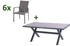 HARTMAN Canterburry Sitzgruppe, Xerix/beige/anthrazit, Alu/Keramik, 6 Diningsessel, 188x96cm