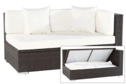 OUTFLEXX 2-Sitzer Ecksofa, Braun, Polyrattan, 145x85x70cm, Armlehne Li, Inkl. Kissen, Wasserfeste Kissenbox