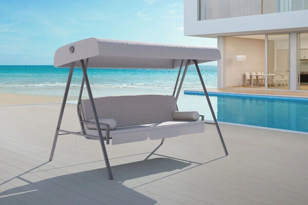 OUTFLEXX 3-Sitzer Hollywoodschaukel, Grau/anthrazit, Stahl/Polyester, 233x135 Cm, Mit Liegefunktion 3 OUTFLEXX 3-Sitzer Hollywoodschaukel, Grau/anthrazit, Stahl/Polyester, 233x135 Cm, Mit Liegefunktion
