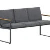 OUTFLEXX Alexander Bank, Mattgrau, Alu/Teak, 154x55x75 Cm, Mit Armlehnen, Inkl. Polster