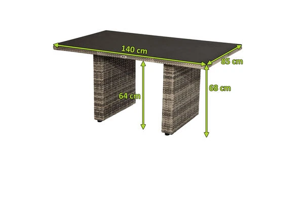 Ploß Rabida Lounge-Tisch, Champagner-meliert, Polyrattan, 140x85cm, Glasplatte In Steinoptik 7 Ploß Rabida Lounge-Tisch, Champagner-meliert, Polyrattan, 140x85cm, Glasplatte In Steinoptik - Image 5