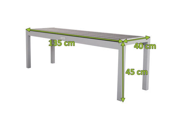 VILLANA Bank, Silber, Alu/Holzimitat, 135x40x45 Cm, Für Bis Zu 3 Personen 7 VILLANA Bank, Silber, Alu/Holzimitat, 135x40x45 Cm, Für Bis Zu 3 Personen - Image 5