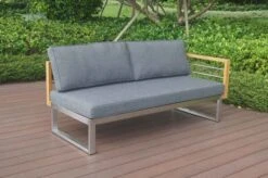 OUTFLEXX Ecklounge, Natur/grau, Edelstahl/Teak, 5 Personen, Inklusive Sessel Und Multifunktionstisch 100 X 70 Cm, Lehne Links 28 OUTFLEXX Ecklounge, Natur/grau, Edelstahl/Teak, 5 Personen, Inklusive Sessel Und Multifunktionstisch 100 X 70 Cm, Lehne Links -Gartenblick Geschaft 21650 1.JPG 2