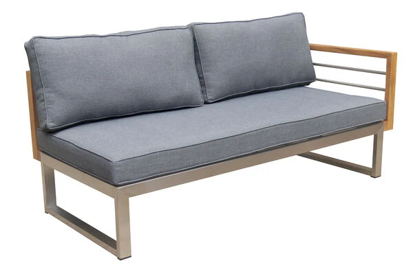 OUTFLEXX Ecklounge, Natur/grau, Edelstahl/Teak, 5 Personen, Inklusive Sessel Und Multifunktionstisch 100 X 70 Cm, Lehne Links 4 OUTFLEXX Ecklounge, Natur/grau, Edelstahl/Teak, 5 Personen, Inklusive Sessel Und Multifunktionstisch 100 X 70 Cm, Lehne Links - Image 2