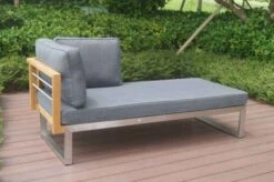 OUTFLEXX Ecklounge, Natur/grau, Edelstahl/Teak, 5 Personen, Inklusive Sessel Und Multifunktionstisch 100 X 70 Cm, Lehne Links 34 OUTFLEXX Ecklounge, Natur/grau, Edelstahl/Teak, 5 Personen, Inklusive Sessel Und Multifunktionstisch 100 X 70 Cm, Lehne Links -Gartenblick Geschaft 21652 2.JPG 3