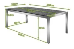 OUTFLEXX Esstisch, Grau, Granit / Edelstahl, 200x100 Cm, 2 Teilige Tischplatte 13 OUTFLEXX Esstisch, Grau, Granit / Edelstahl, 200x100 Cm, 2 Teilige Tischplatte -Gartenblick Geschaft 21743 5 mass.JPG