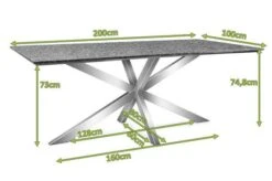 OUTFLEXX Esstisch, Grau, Granit / Edelstahl, 200x100 Cm, Modernes Design -Gartenblick Geschaft 21746 5 mass.JPG