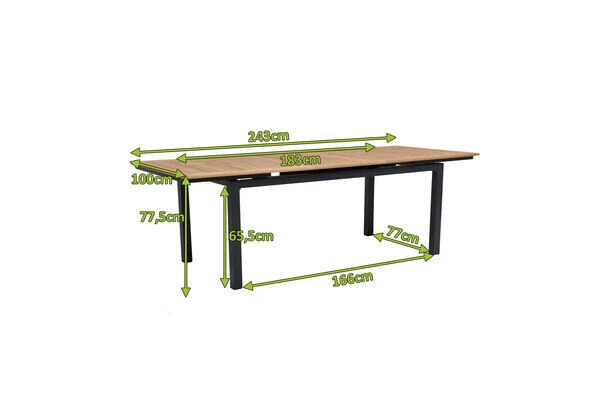 OUTFLEXX Ausziehtisch, Anthrazit Matt, Alu/FSC-Teak, 180/240x100cm, Automatischer Ausziehmechanismus 7 OUTFLEXX Ausziehtisch, Anthrazit Matt, Alu/FSC-Teak, 180/240x100cm, Automatischer Ausziehmechanismus - Image 5