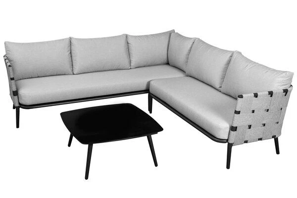 OUTFLEXX Ecklounge, Anthrazit Matt/hellgrau, Alu/Spuncrylic, 3-tlg., Tisch 76x76cm 4-5 Pers 4 OUTFLEXX Ecklounge, Anthrazit Matt/hellgrau, Alu/Spuncrylic, 3-tlg., Tisch 76x76cm 4-5 Pers - Image 2
