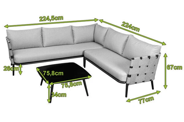 OUTFLEXX Ecklounge, Anthrazit Matt/hellgrau, Alu/Spuncrylic, 3-tlg., Tisch 76x76cm 4-5 Pers 7 OUTFLEXX Ecklounge, Anthrazit Matt/hellgrau, Alu/Spuncrylic, 3-tlg., Tisch 76x76cm 4-5 Pers - Image 5