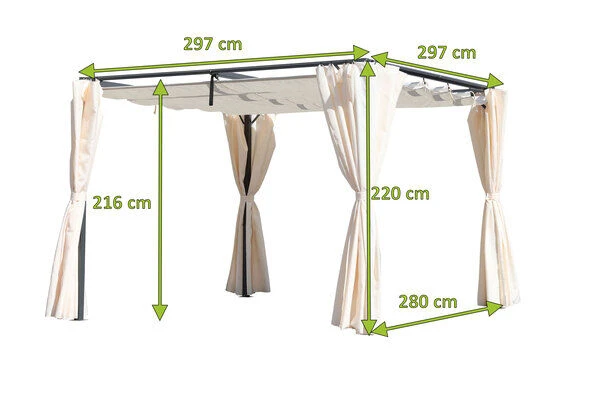 OUTFLEXX Pergola, Anthrazit/creme, Stahl, Pulverbeschichtet, 300x300x220 Cm 8 OUTFLEXX Pergola, Anthrazit/creme, Stahl, Pulverbeschichtet, 300x300x220 Cm - Image 6