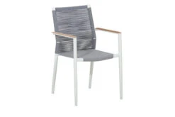 OUTFLEXX Theo Dining Sessel, Weiß/grau, Alu/FSC®-Teakholz/Rope, 54 X 60 X 88 Cm