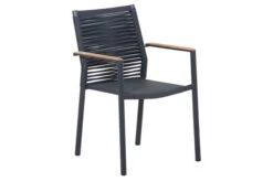 OUTFLEXX Theo Dining Sessel, Dunkelgrau, Alu/FSC®-Teakholz/Rope, 54 X 60 X 88 Cm