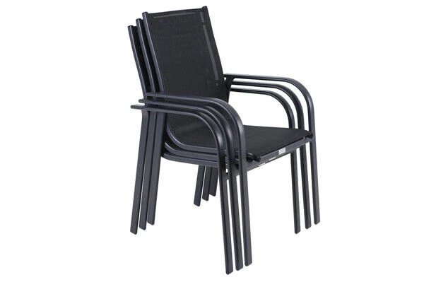 OUTFLEXX Esstischgarnitur, OUTFLEXX® Anthrazit Matt, Alu / Teak / Textil, Esstisch Ø 150 Cm, 5 Sessel, Stapelbar 13 OUTFLEXX Esstischgarnitur, OUTFLEXX® Anthrazit Matt, Alu / Teak / Textil, Esstisch Ø 150 Cm, 5 Sessel, Stapelbar - Image 11