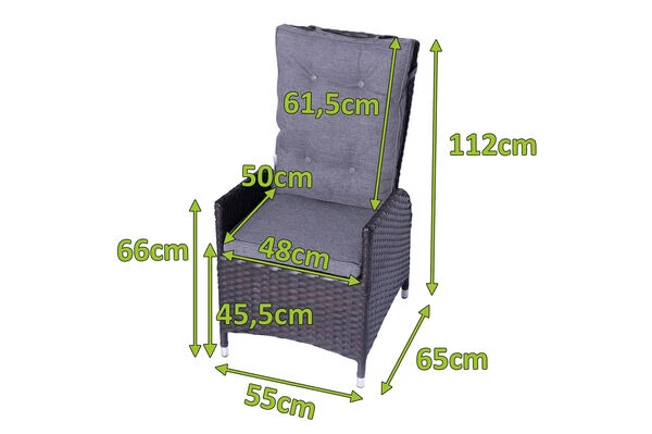 OUTFLEXX 2er Set Dining Sessel, Braun, Polyrattan, Je 55 X 65 X 112 Cm, Rücken Stufenlos Verstellbar 7 OUTFLEXX 2er Set Dining Sessel, Braun, Polyrattan, Je 55 X 65 X 112 Cm, Rücken Stufenlos Verstellbar - Image 5