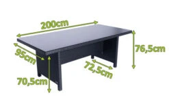 OUTFLEXX Esstisch, Schwarz, Polyrattan, 200x95cm, Tischplatte Spraystone, 6mm, Aufliegend -Gartenblick Geschaft 22286 4.jpg