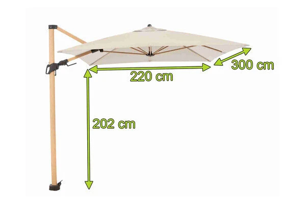DOPPLER Alu Wood Pendelschirm, Natur, Alu/Polyester, 300x220 Cm, Mit Kurbel, Holzoptik 7 DOPPLER Alu Wood Pendelschirm, Natur, Alu/Polyester, 300x220 Cm, Mit Kurbel, Holzoptik - Image 5
