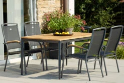 HARTMAN Silencio Esstisch, Xerix/natur, Aluminium/Teak, 220x100cm, FSC Teak -Gartenblick Geschaft 22442 3.jpg