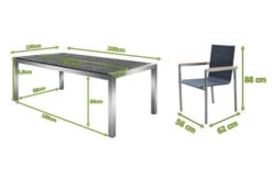 OUTFLEXX Esstischgarnitur, Silber/schwarz, Edelstahl/Granit/Textil, 200x100 Cm, 6 Gartensessel, Teakarmlehnen -Gartenblick Geschaft 22765 05.JPG