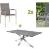 STERN Esstischgarnitur, Silbergrau/grau, Edelstahl/Textilene, Tisch 200 X 100 Cm, 4 Stapelsessel, 2 Multipo -Gartenblick Geschaft 22910 01.jpg
