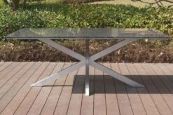 STERN Esstischgarnitur, Silbergrau/grau, Edelstahl/Textilene, Tisch 200 X 100 Cm, 4 Stapelsessel, 2 Multipo -Gartenblick Geschaft 22910 06.JPG