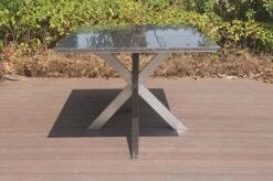 STERN Esstischgarnitur, Silbergrau/grau, Edelstahl/Textilene, Tisch 200 X 100 Cm, 4 Stapelsessel, 2 Multipo -Gartenblick Geschaft 22910 07.JPG