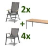 HARTMAN Silencio / Aruba Sitzgruppe, Xerix/natur, Alu/Teak, 4 Dining Sessel, 2 Multipo, 220x100cm, FSC-Teak Armlehnen