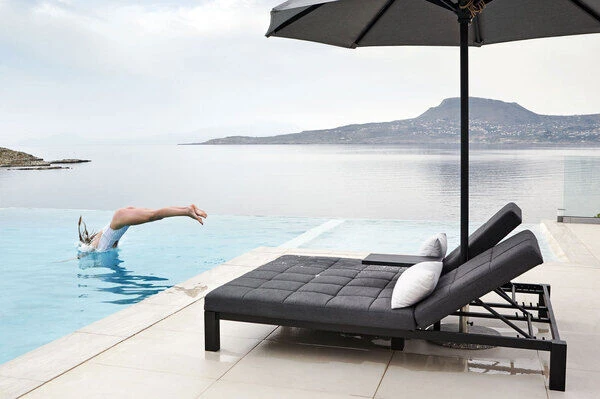 OUTFLEXX Twin Doppelliege, Sooty/marble, Alu/Sunbrella, 196 X 161 X 34 Cm, Rückenlehne Verstellbar, Inkl. Beistelltisch Und 1x Rückenkissen 5 OUTFLEXX Twin Doppelliege, Sooty/marble, Alu/Sunbrella, 196 X 161 X 34 Cm, Rückenlehne Verstellbar, Inkl. Beistelltisch Und 1x Rückenkissen - Image 3