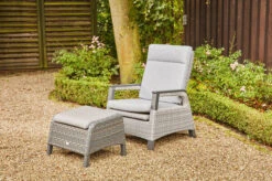 SIENA GARDEN Solea Dining Sessel, Anthrazit/blau, Alu/Gardino®-Geflecht, 71 X 84 X 98cm, Inkl. Fußhocker, Stufenlos Verstellbar