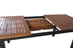 VILLANA Esstischgarnitur, Anthrazit/grau, Alu/ FSC-Akazienholz, Ausziehtisch 150/200 Cm, 4 Stapelstühle -Gartenblick Geschaft 23909 10.jpg