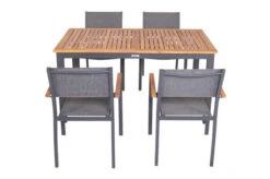 VILLANA Esstischgarnitur, Anthrazit/grau, Alu/ FSC-Akazienholz, Ausziehtisch 150/200 Cm, 4 Stapelstühle -Gartenblick Geschaft 23909 16.jpg